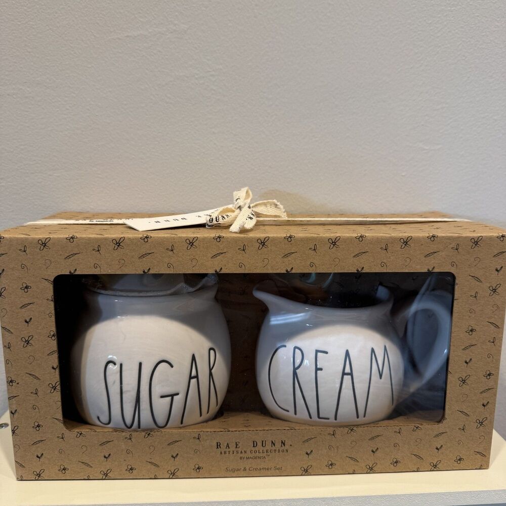 NIB Rae Dunn Artisan Collection Sugar Creamer Set Ceramic Farmhouse Gift Cottage